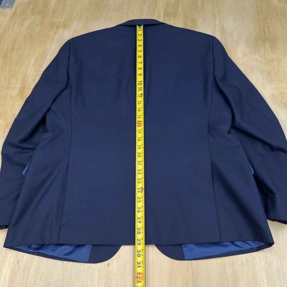 Kenneth Cole Blazer Jacket Sport Coat Mens 46R Polyester Blend Stretch Dark Navy